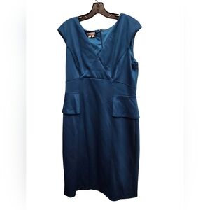 London Times Blue Sleeveless Dress (Size 14)